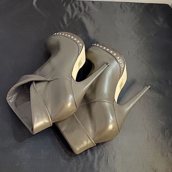 ALDO LEATHER STUDDED DETAILING ROUND TOE WOMEN"S HIGH HEEL STILETTOS ANKLE BOOTS - Picture 16 of 16